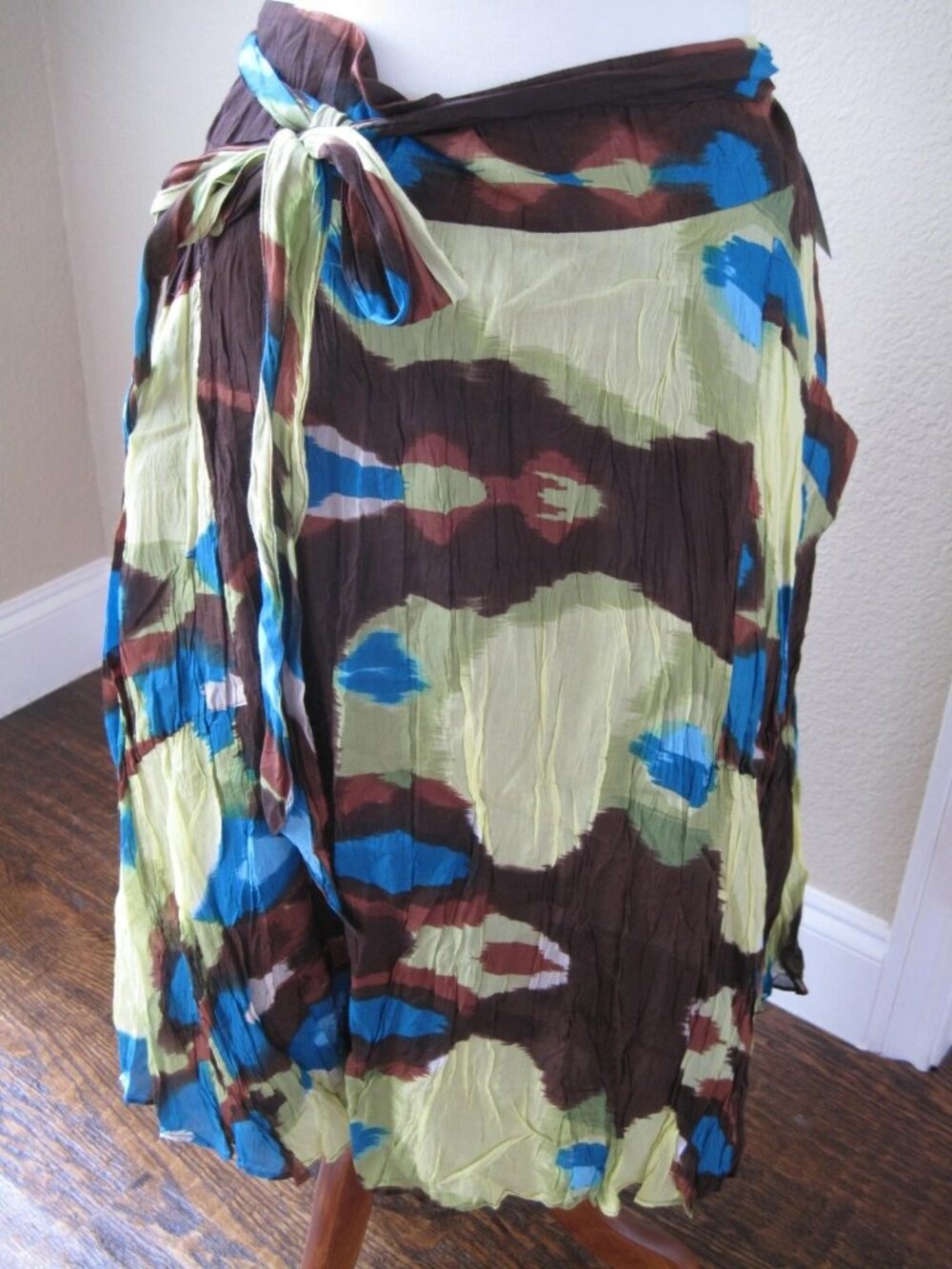 NWT Calvin Klein Brown/Lime/Turquoise Abstract Print Skirt Size 22W MSRP $128